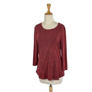 Christopher & Banks S Red Tunic Top Asymmetric Art To Wear Lagenlook Y2K Hippie